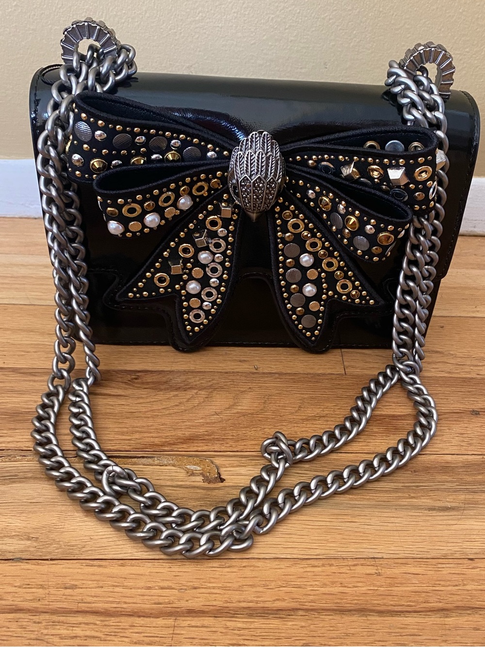 Kurt Geiger London small shoreditch bow convertible leather crossbody. NWT!!